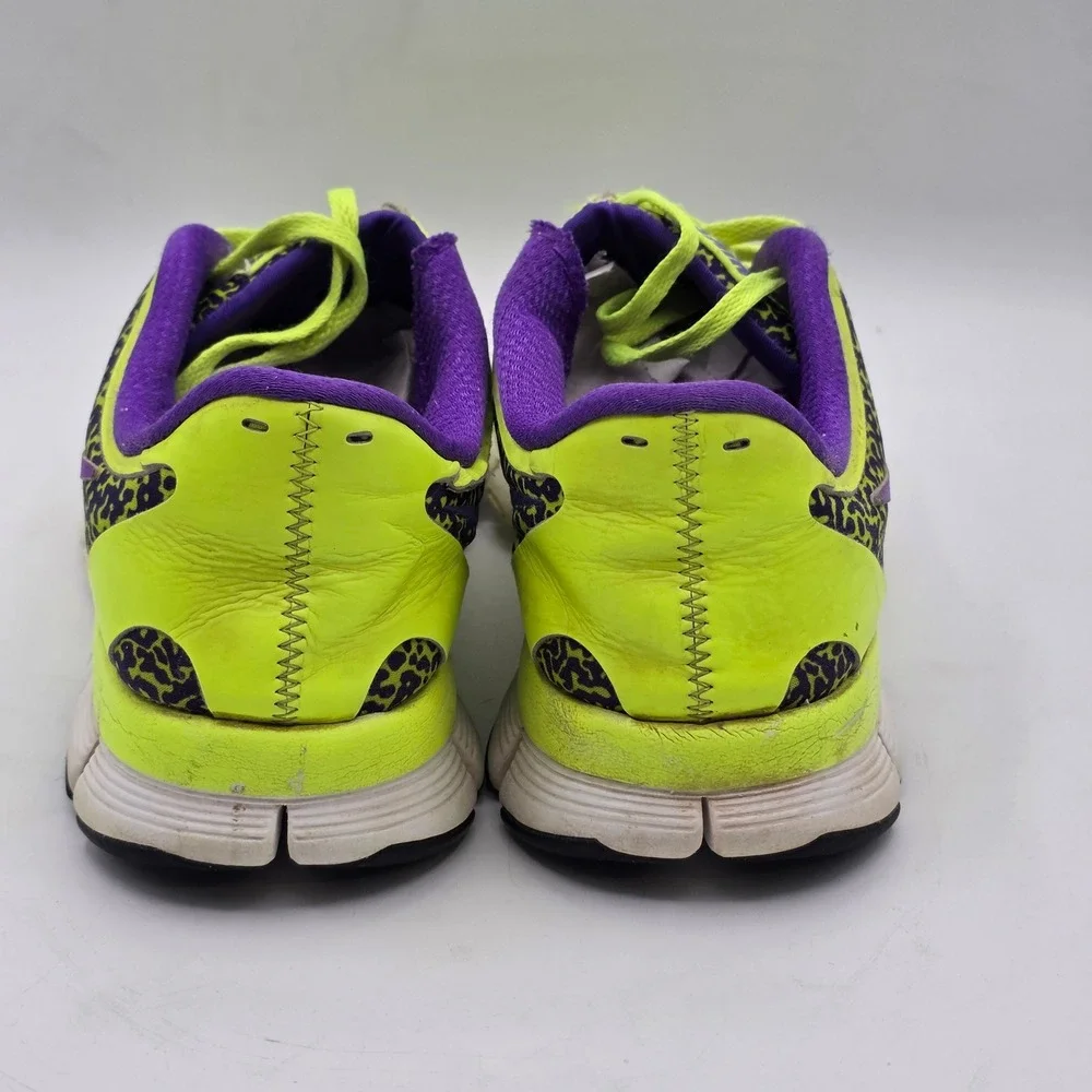 Nike Free 5.0 Running Shoes Mens 10 Volt Purple Safari Print 580590-708 Athletic